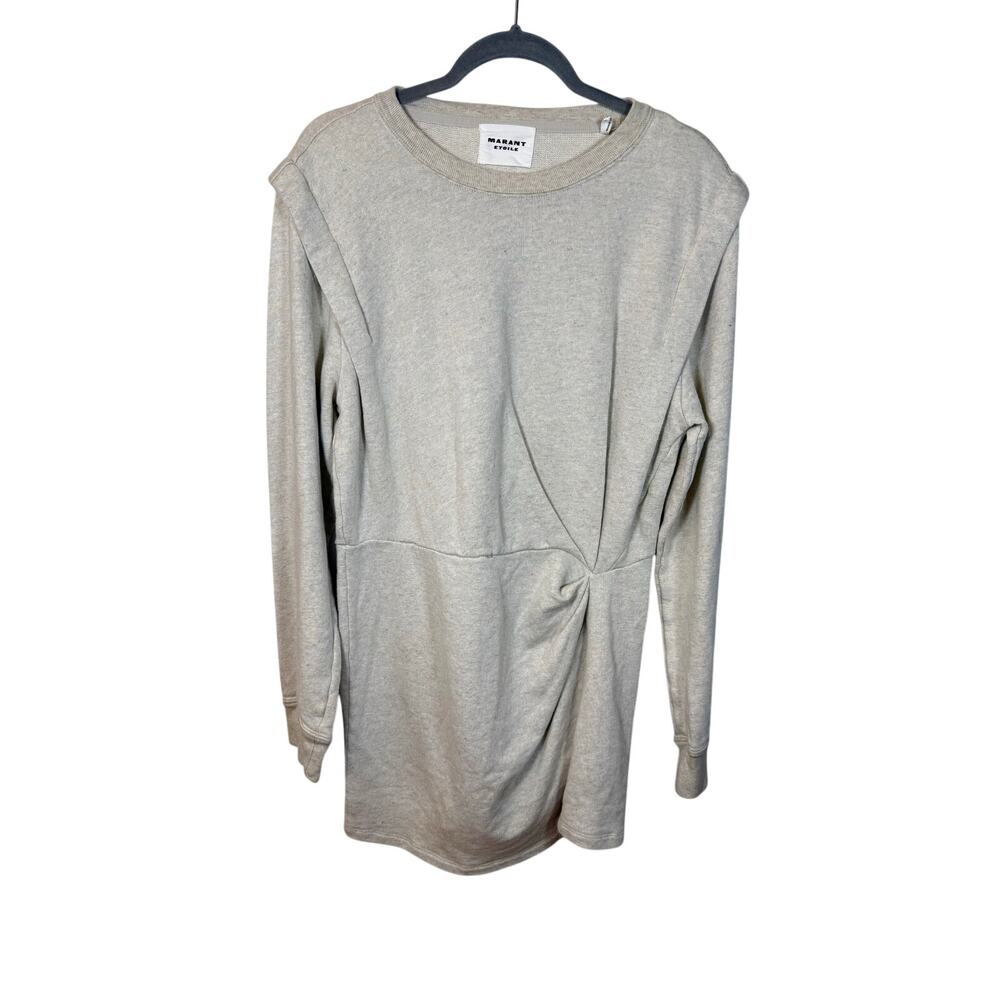 Marant Etoile Michaela Dress Women's 44 Jersey Mini Light Gray Long Sleeve